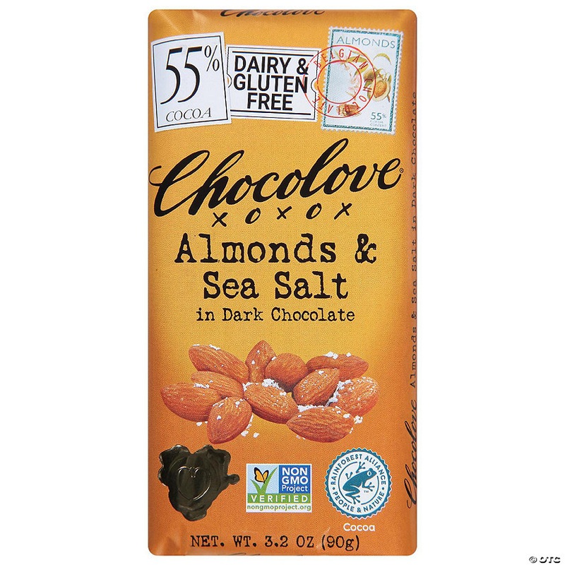 Chocolove Chocolate Bar Dark Sea salt & Almond 3.2 oz (Pack of 12)