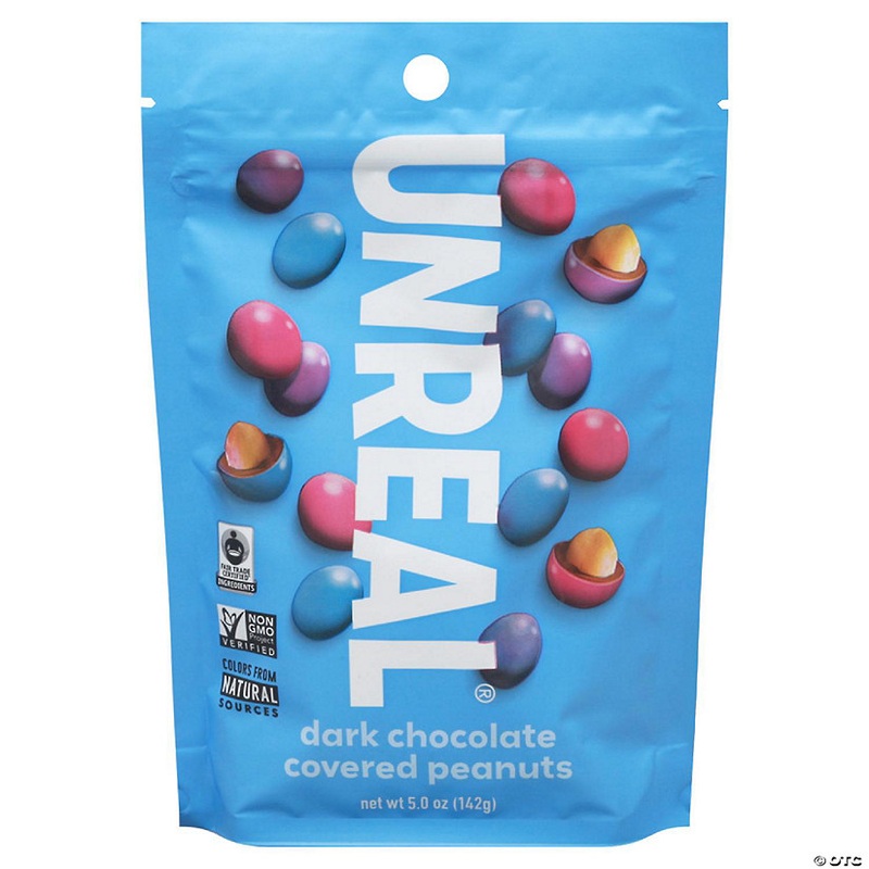 Unreal Chocolate Dark Candy Covered Peanuts 5 oz (Pack of 6)