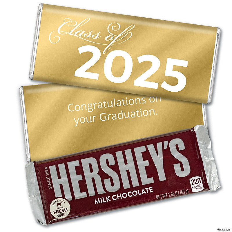 36ct Gold Graduation Candy Party Favors Class of 2025 Hershey’s Chocolate Bars by Just Candy