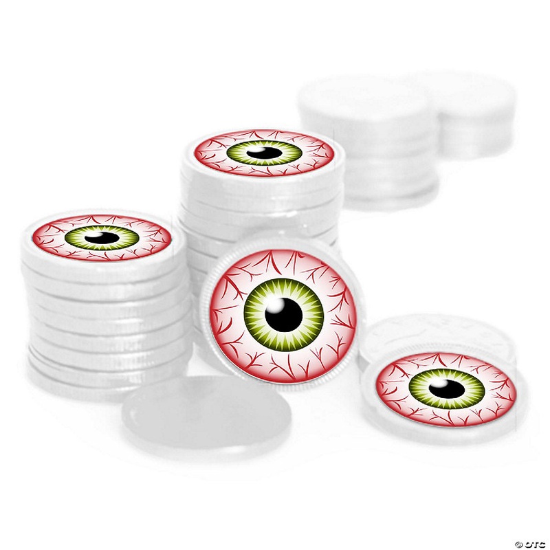 84 Pcs Chocolate Eyeballs Halloween Candy Party Favors Chocolate Coins – White Foil