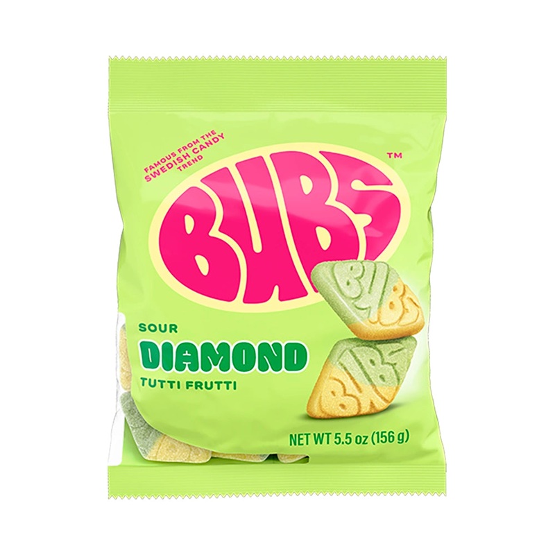 Bubs Godis Sour Diamonds – Tutti Frutti Peg Bag: 8-Piece Case