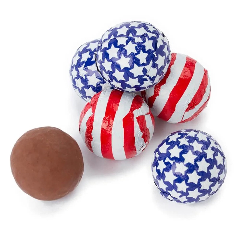 Madelaine Patriotic USA Stars & Stripes Foiled Chocolate Balls: 5LB Bag