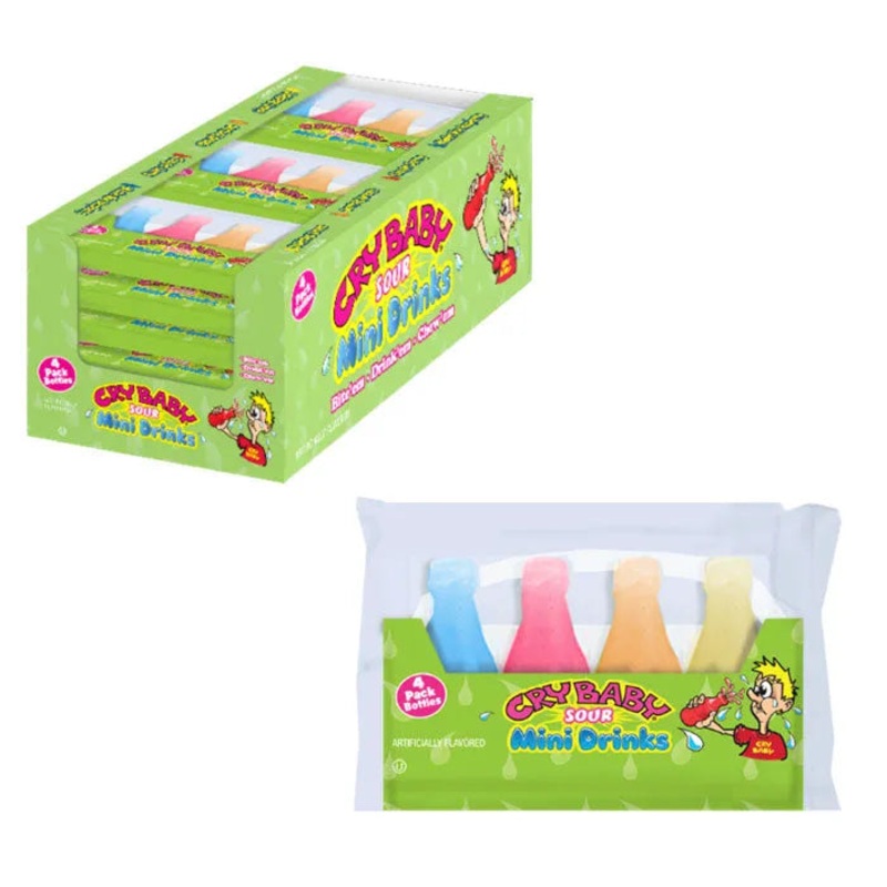 Nik-L-Nip Sour Cry Baby Wax Bottles 4-Packs: 18-Piece Display
