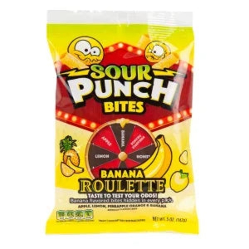 Sour Punch Bites Banana Roulette Peg Bag: 12-Piece Case