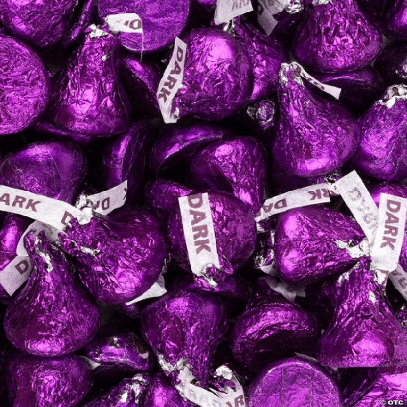 100 Pcs Purple Candy Hershey’s Kisses Dark Chocolate