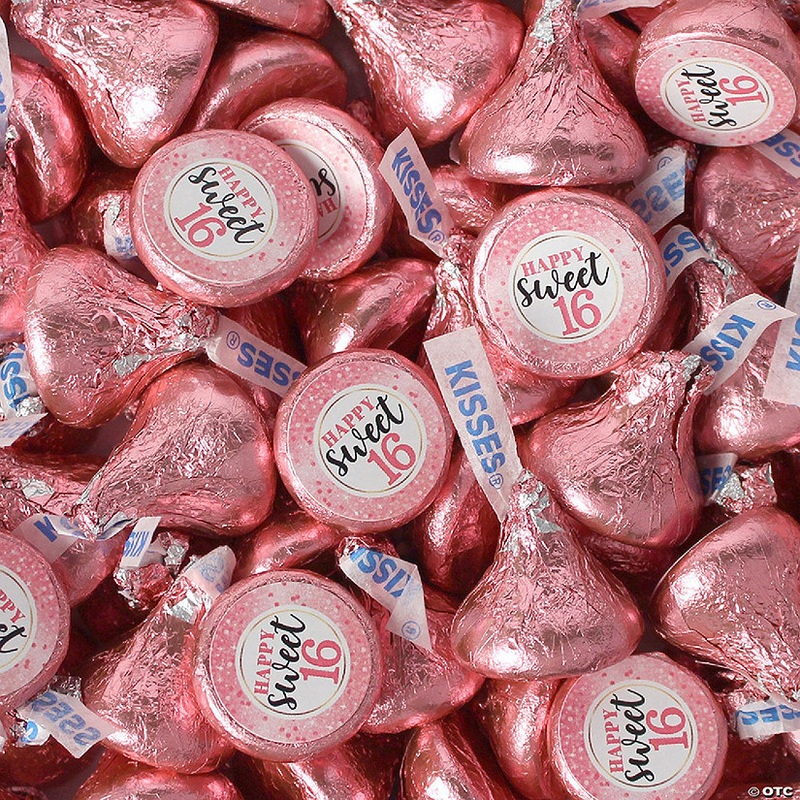 90 Pcs Sweet 16 Birthday Candy Hershey’s Kisses Milk Chocolate (1lb, Approx. 90 Pcs)  – By Just Candy