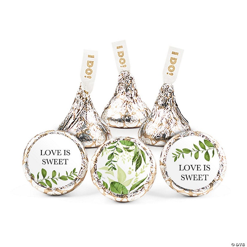 90ct Wedding Candy Favors Hershey’s Kisses Chocolate (90 Candies + 1 Sheet Stickers) Botanical – Candy Included – Assembly Required – by Just Candy