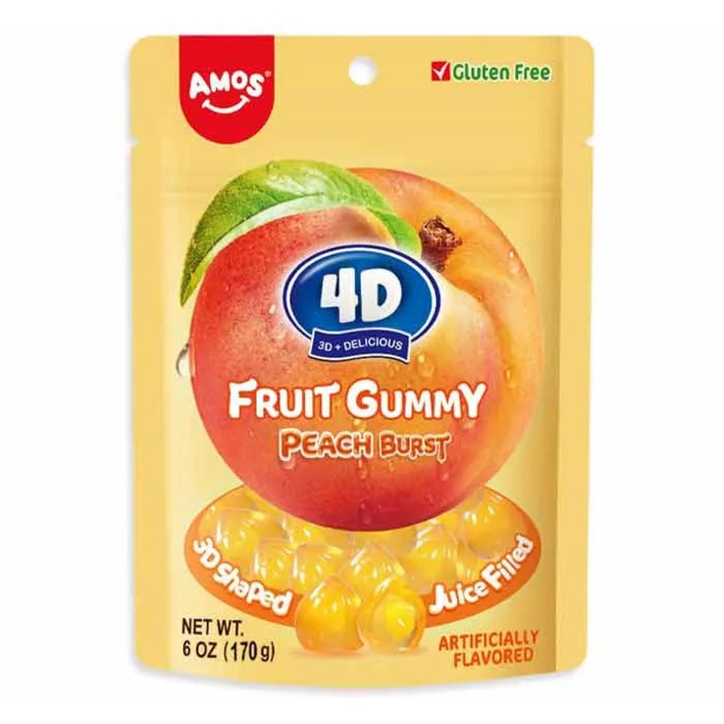 Amos 4D Gummy Peach Burst: 12-Piece Case