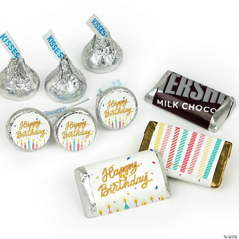 Birthday Candy Party Favors (Approx. 90 Pcs Milk Chocolate Hershey’s Kisses & 38 Pcs Wrapped Miniatures) – Candles Themed