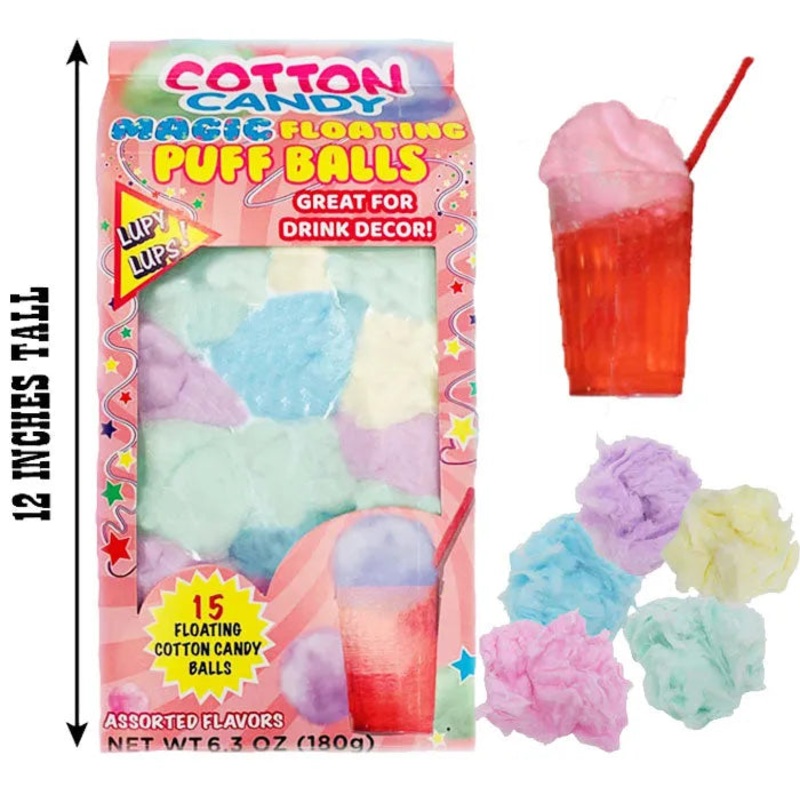 Magic Floating Cotton Candy Puff Balls: 12-Piece Case