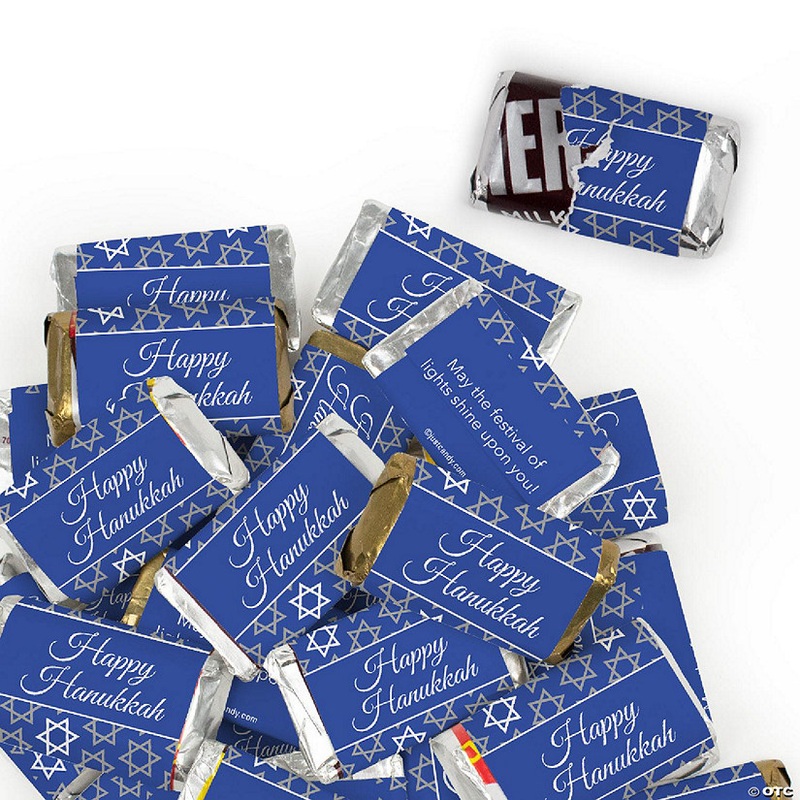 102 Pcs Hanukkah Candy Party Favors Hershey’s Miniatures Chocolate – Festive Pattern