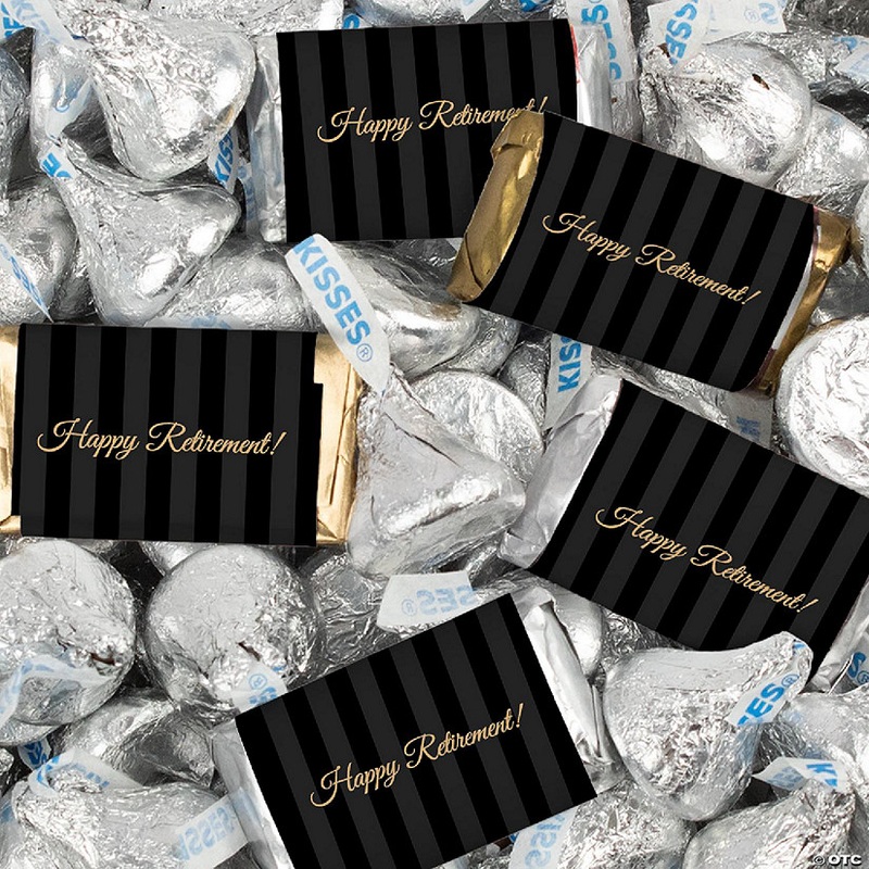 128 Pcs Retirement Party Candy Favors Hershey’s Miniatures & Kisses – Stripes