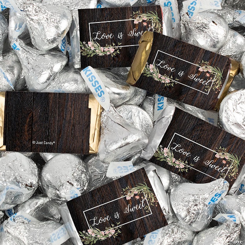 128 Pcs Wedding Candy Favors Hershey’s Miniatures & Kisses – Rustic