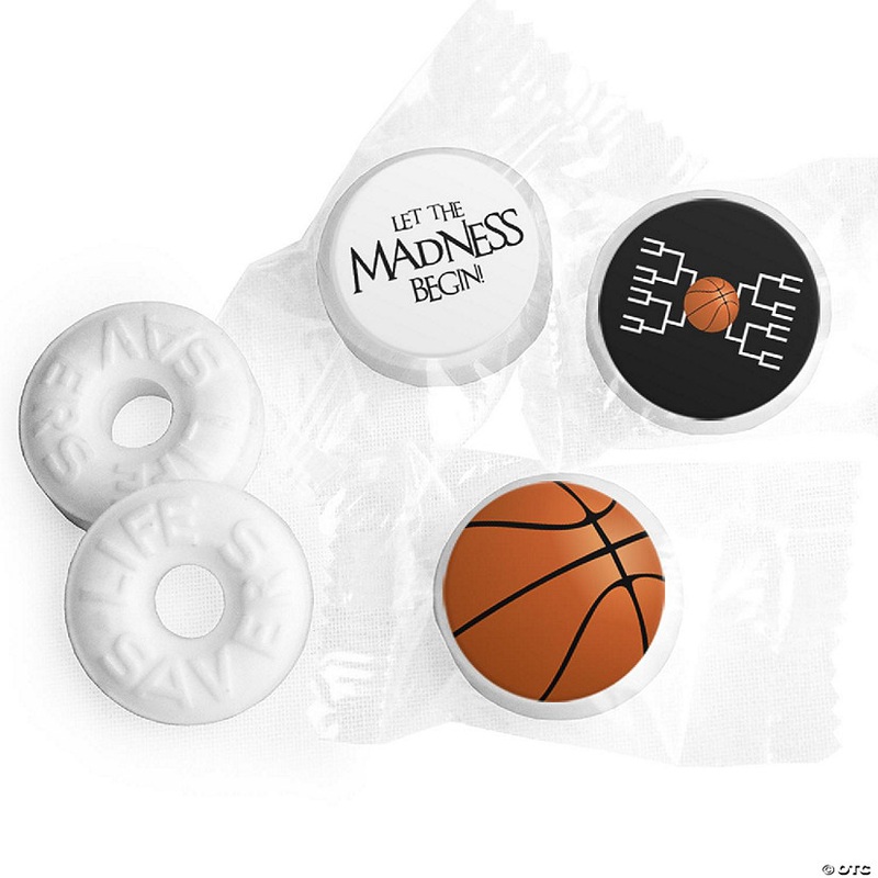 300ct Basketball Party Favors DIY LifeSavers Mints & Stickers Let the Madness Begin – Black