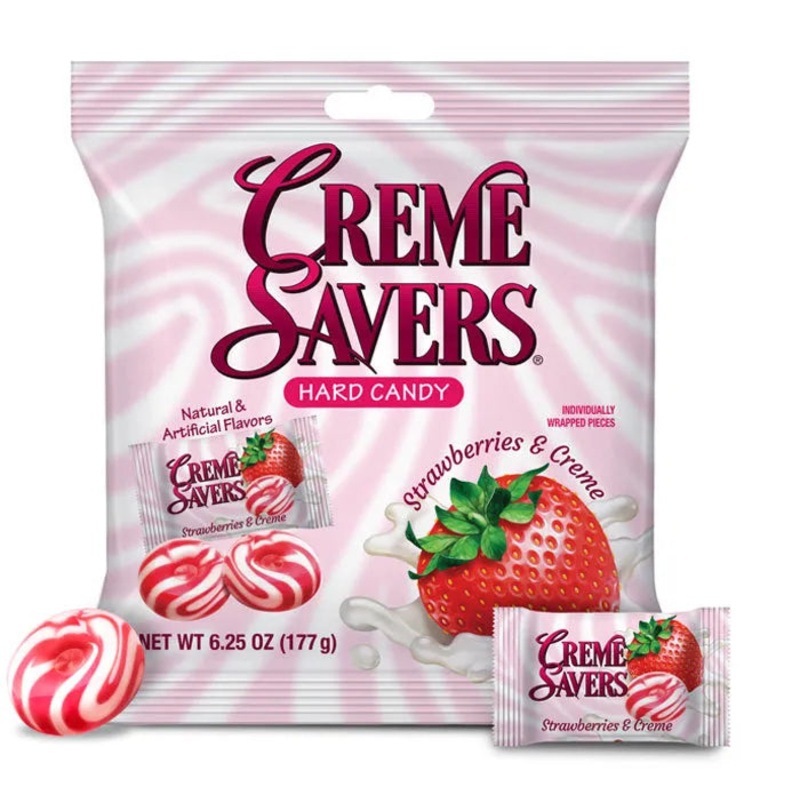 Creme Savers Strawberry & Creme Hard Candy: 12-Piece Case