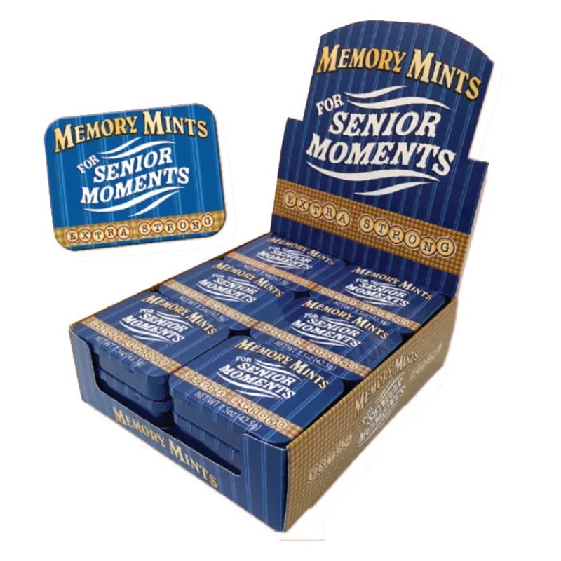 Memory Mints For Senior Moments Candy Tins: 18-Piece Display