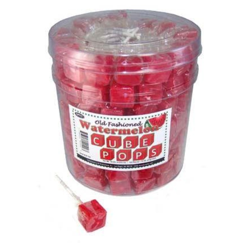 Old Fashioned Watermelon Cube Lollipops