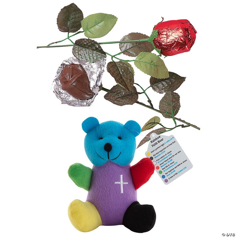 Prayer Bear & Chocolate Rose Gift Kit for 12  24 Pc.