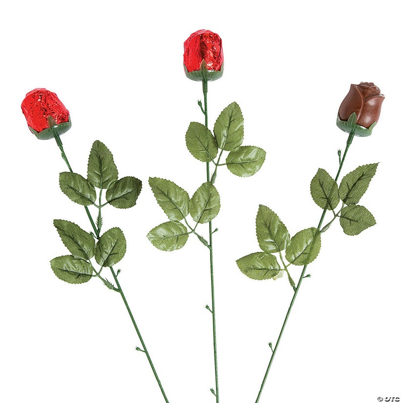 Red Foil-Wrapped Chocolate Candy Roses – 12 Pc.