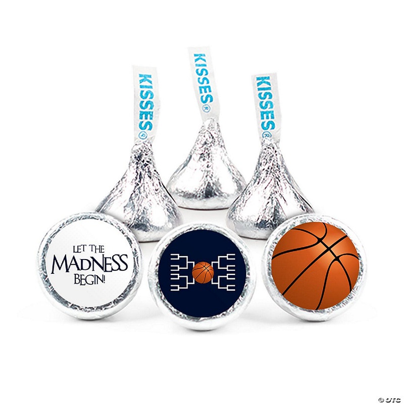 324ct Basketball Party Stickers for Kisses Candy Let the Madness Begin – Navy