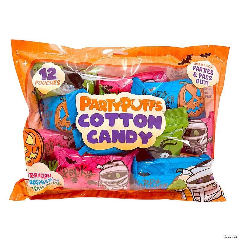 6.3 oz. Party Puffs Fruit-Flavored Halloween Cotton Candy Pouches  12 Pc.