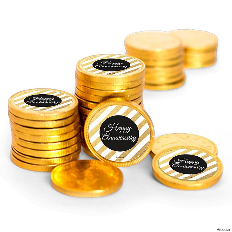 84 Pcs Anniversary Candy Party Favors Chocolate Coins – Gold Foil