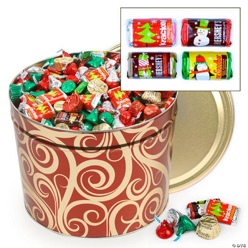 920 pcs Christmas Gift Tin with Hershey’s Holiday Chocolate Candy Mix (14 lb)