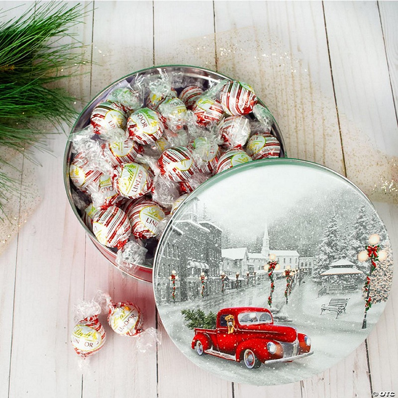 Christmas Candy Gift Tin Peppermint Lindt Truffles (45pcs) – Snowy Drive