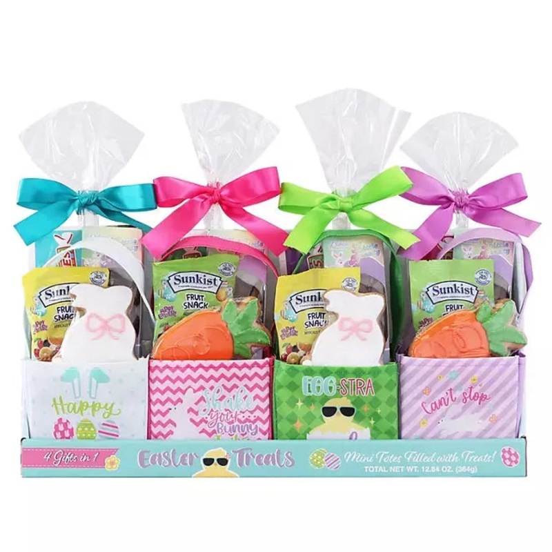 Easter Gift Totes Filled with Treats: 4-Piece Display