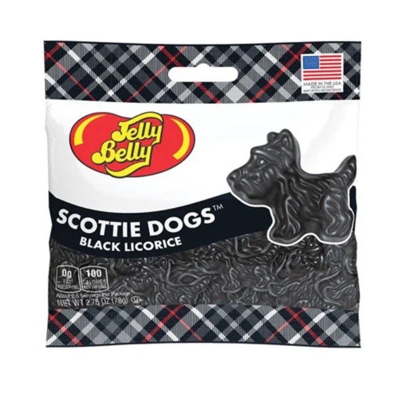 Jelly Belly Black Licorice Scottie Dogs Peg Bags: 12-Piece Case