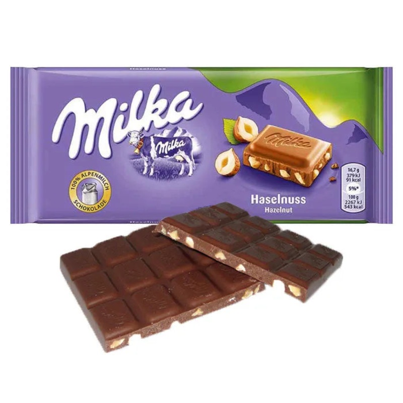 Milka Hazelnut Milk Chocolate Bars: 22-Piece Box