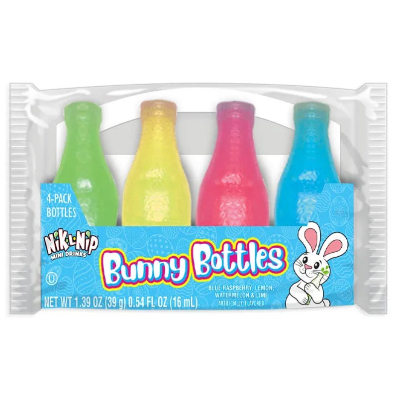 Nik-L-Nip Bunny Wax Bottles Candy 4-Packs: 18-Piece Box