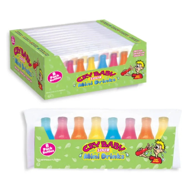Nik-L-Nip Sour Cry Baby Wax Bottles 8-Packs: 12-Piece Display