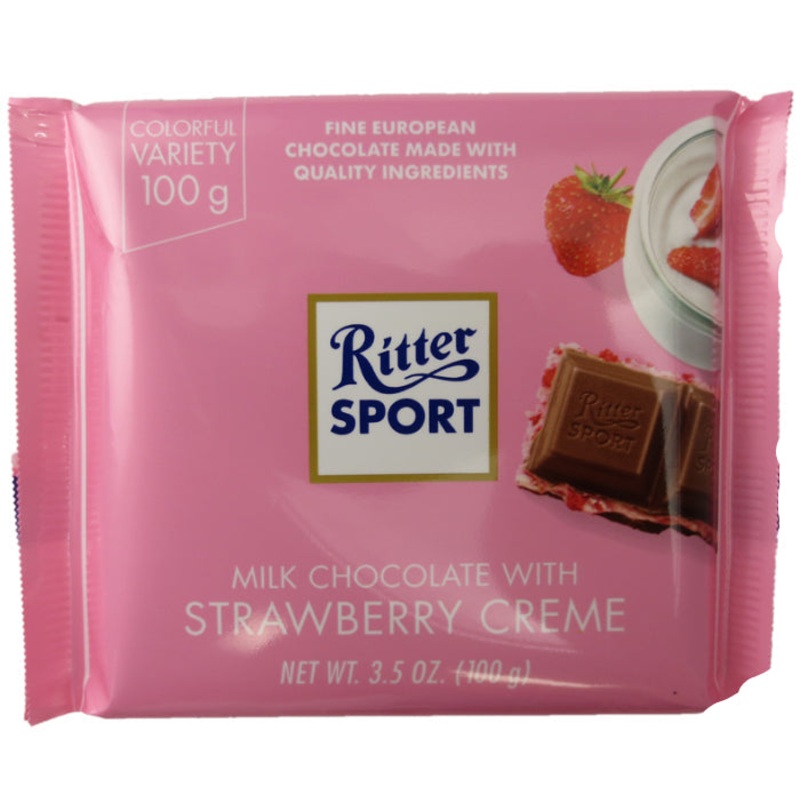 Ritter Sport Milk Chocolate Strawberry Creme Bar