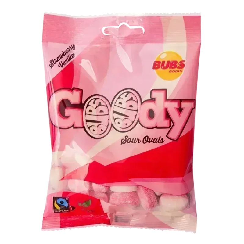 Bubs Godis Strawberry Vanilla Sour Ovals: 12-Piece Case