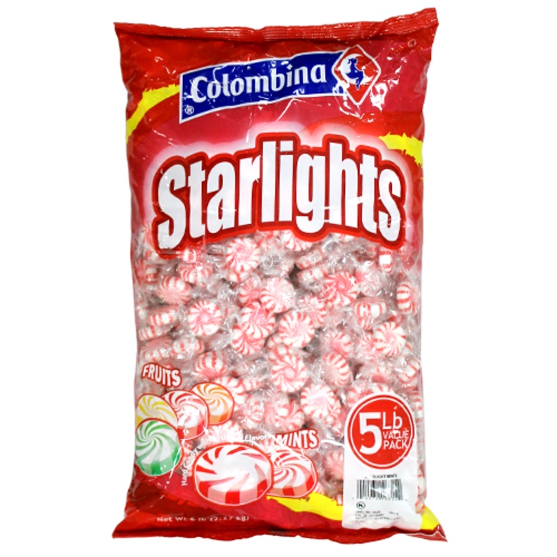Colombina Peppermint Starlights Mints Hard Candy – 5 LB Bulk Bag
