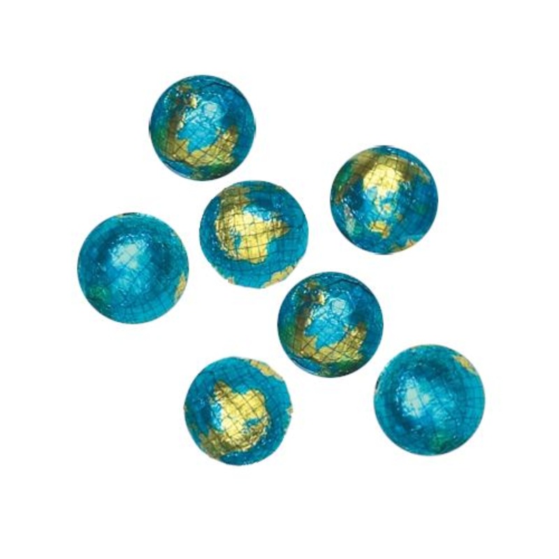 Foiled Solid Milk Chocolate World Globes Bulk Bags