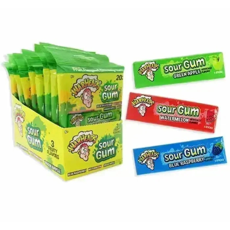 Warheads Sour Gum 4-Pack Peg Bags: 10-Piece Display