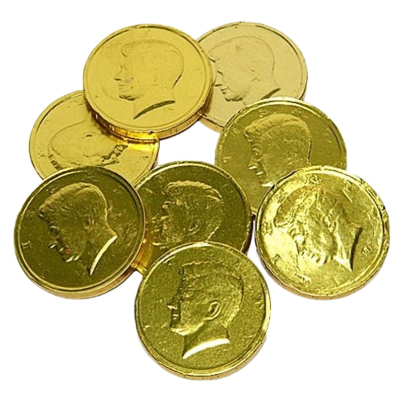 Gold Foiled Milk Chocolate Half Dollar Coins Bulk Bags