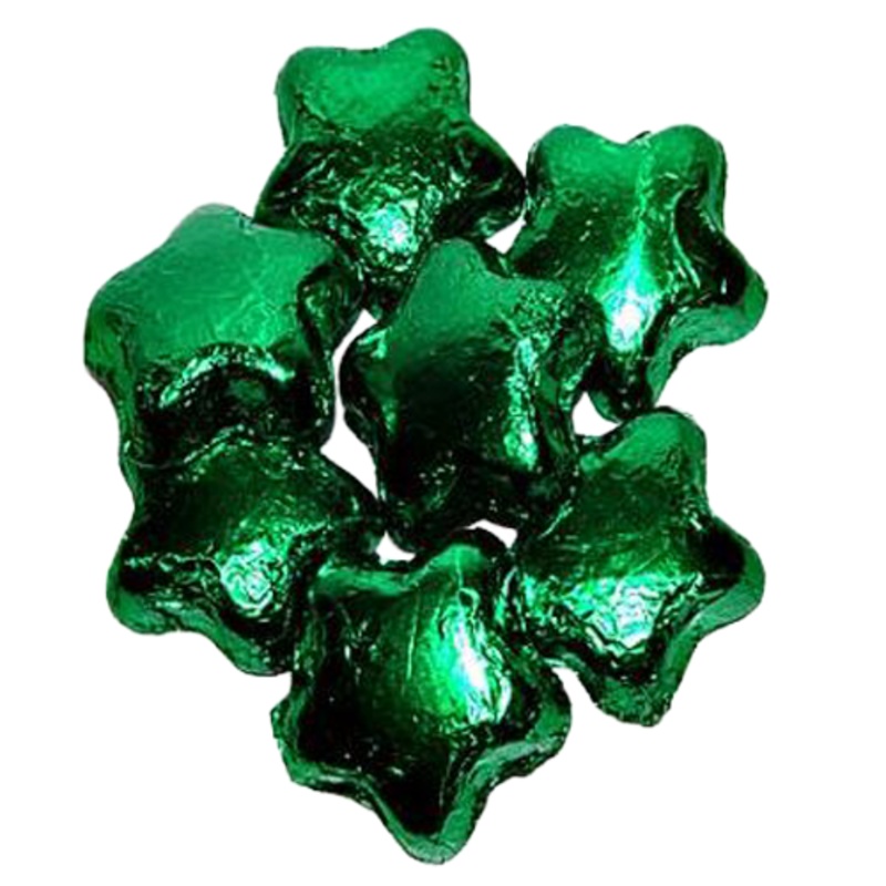 Green Foiled Milk Chocolate Stars – Bulk Bags