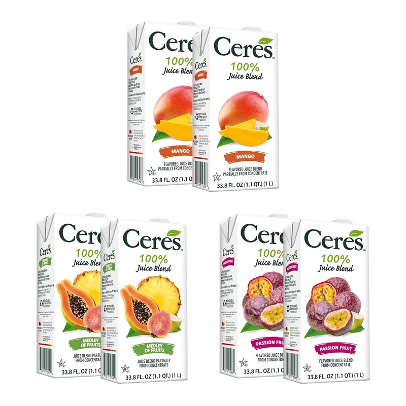 Ceres 100% All Natural Pure Fruit Juice Blend Variety Pack – Mango, Medley Of Fruits, & Passion Fruit – Rich In Vitamin C, No Ad
