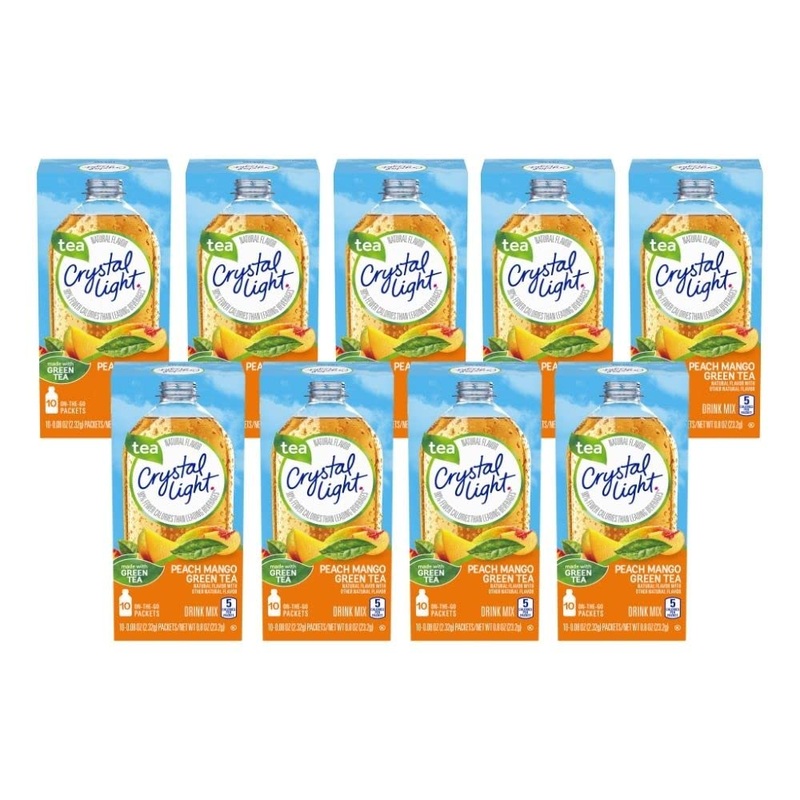 Crystal Light On The Go Peach Mango Green Tea Drink Mix, 10-Packet Box (Pack Of 9)