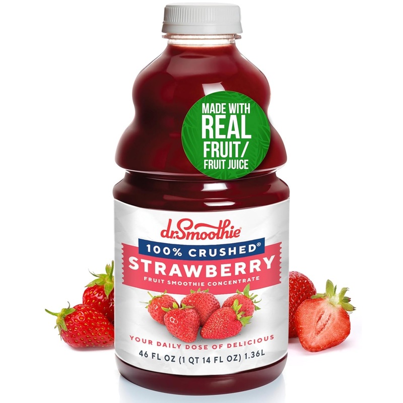 Dr. Smoothie 100% Crushed Strawberry – No Added Sugar, Made With Real Fruits/Fruit Juice – Vegan, No Artificial Colors Or Flavor