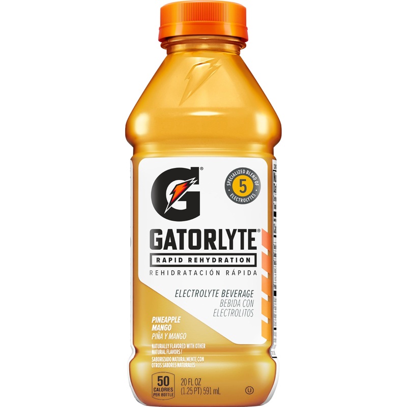 Gatorlyte Rapid Rehydration Electrolyte Beverage, Pineapple Mango, 20 Fl Oz (Pack Of 12)