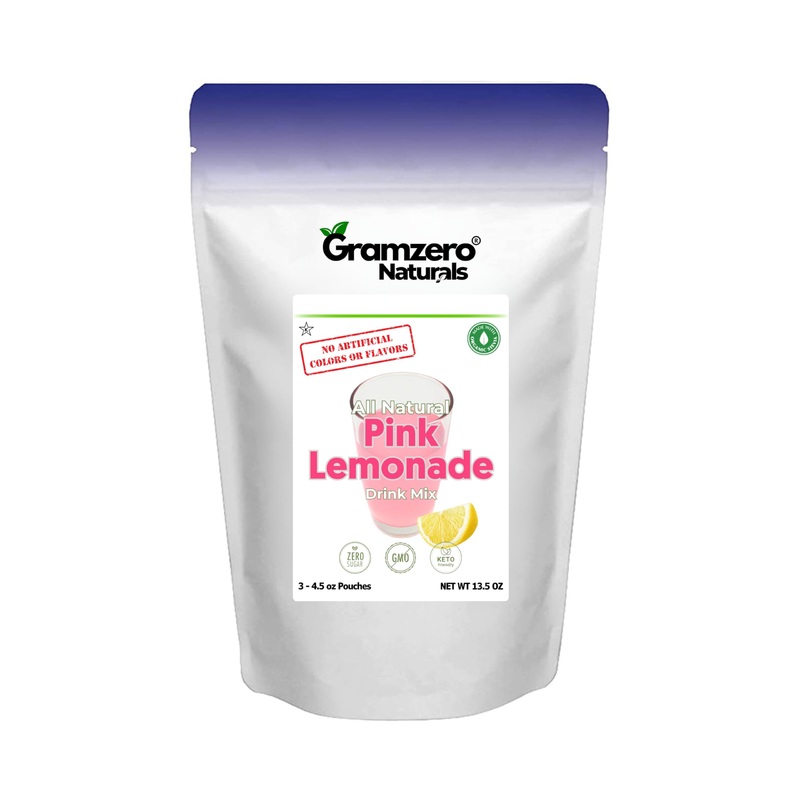 Gramzero All Natural Pink Lemonade Zero Calorie Sugar Free Drink Mix, Great For Nutrition Club Loaded Tea, Stevia Sweetened