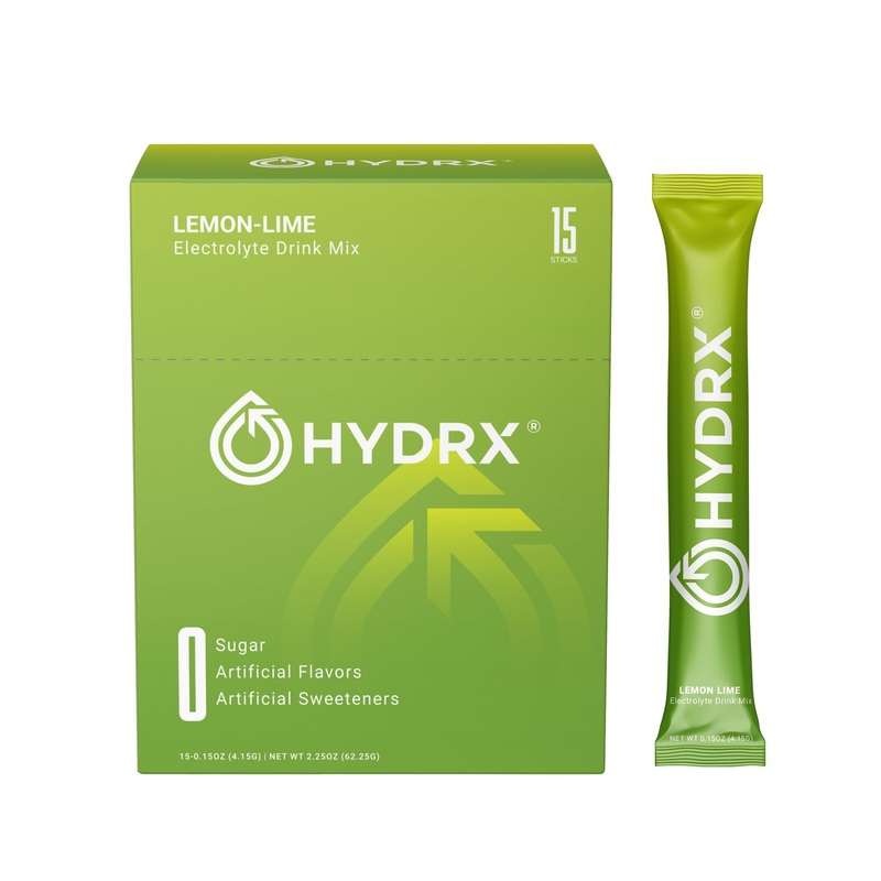 Hydrx Zero Sugar Electrolyte Powder – Clean, Balanced Hydration Drink Mix With Essential Electrolytes – Lemon-Lime Flavor – 15 P