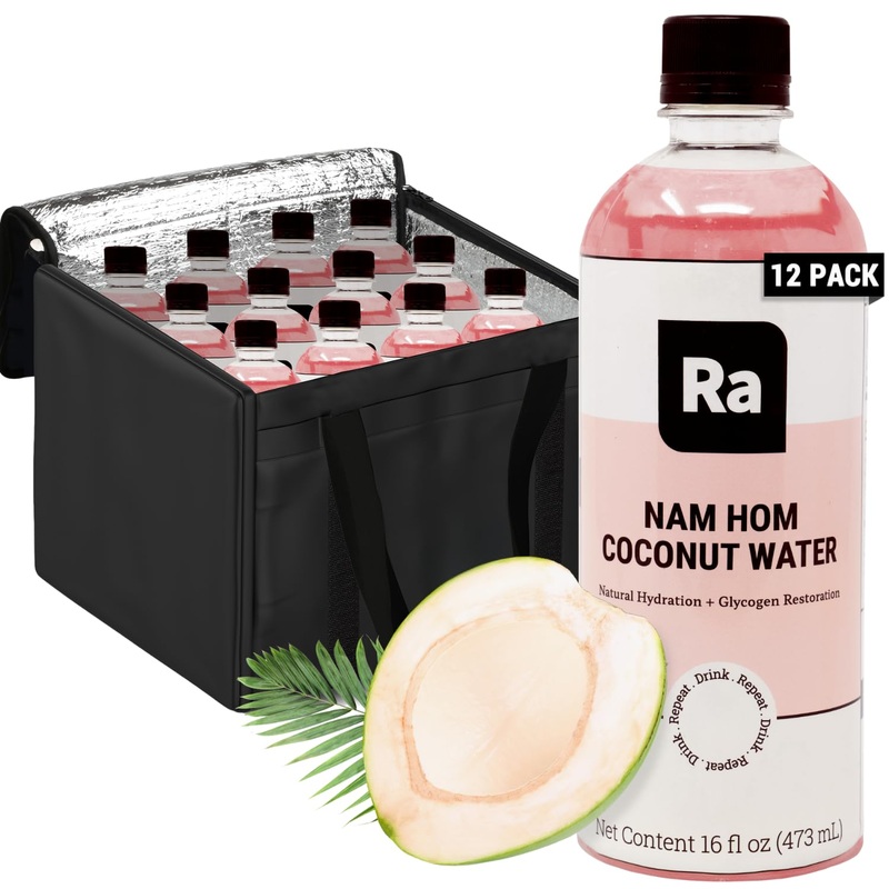 RA Organic Coconut Water, 100% Pure Thai Nam Hom, No Added Sugar, 16 Fl Oz (Pack of 12) – Electrolytes, Magnesium & Potassium