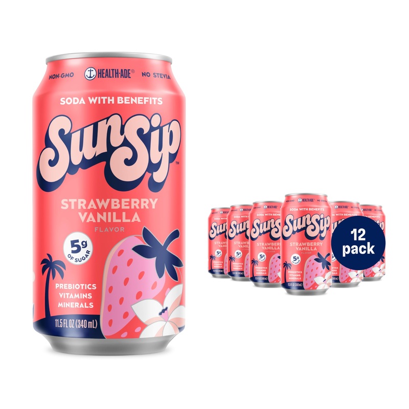Sunsip Prebiotic Soda With Benefits – Gut-Healthy Beverage With Vitamins And Minerals, 25 Calories, Soda Alternative, Naturally