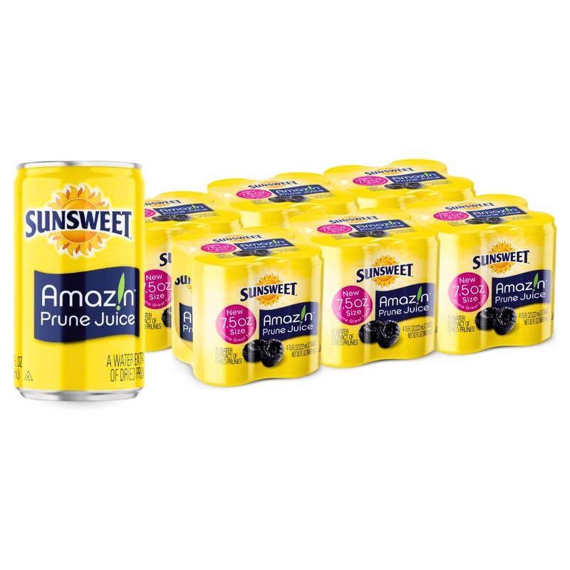 Sunsweet Amazin Prune Juice Small Cans – Water Extract Of Dried Prunes Pitted Unsweetened – Low Fat – 100% Juice Rich In Dietary