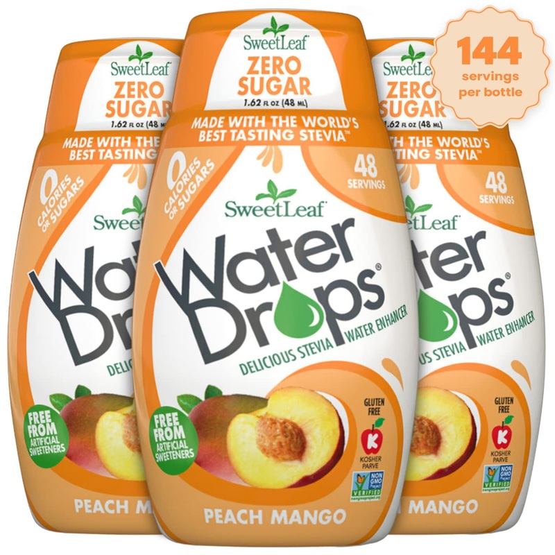 Sweetleaf Water Drops – Peach Mango Water Enhancer, Sugar Free Sweet Leaf Stevia Water Flavoring Drops, 1.62 Oz Ea (Pack Of 3)